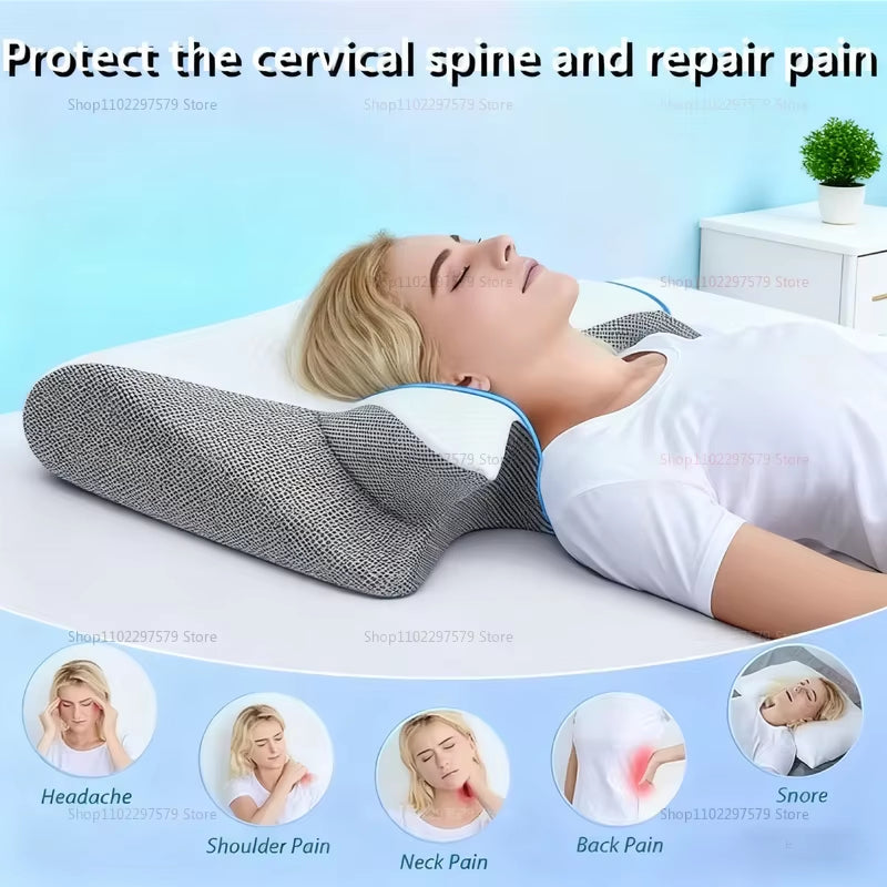 2025 Cervical Support Pillow for Neck Pain Relief Memory Foam Non-Collapse Pillow for Sleep Therapy Neck Injury Recovery Comfort
